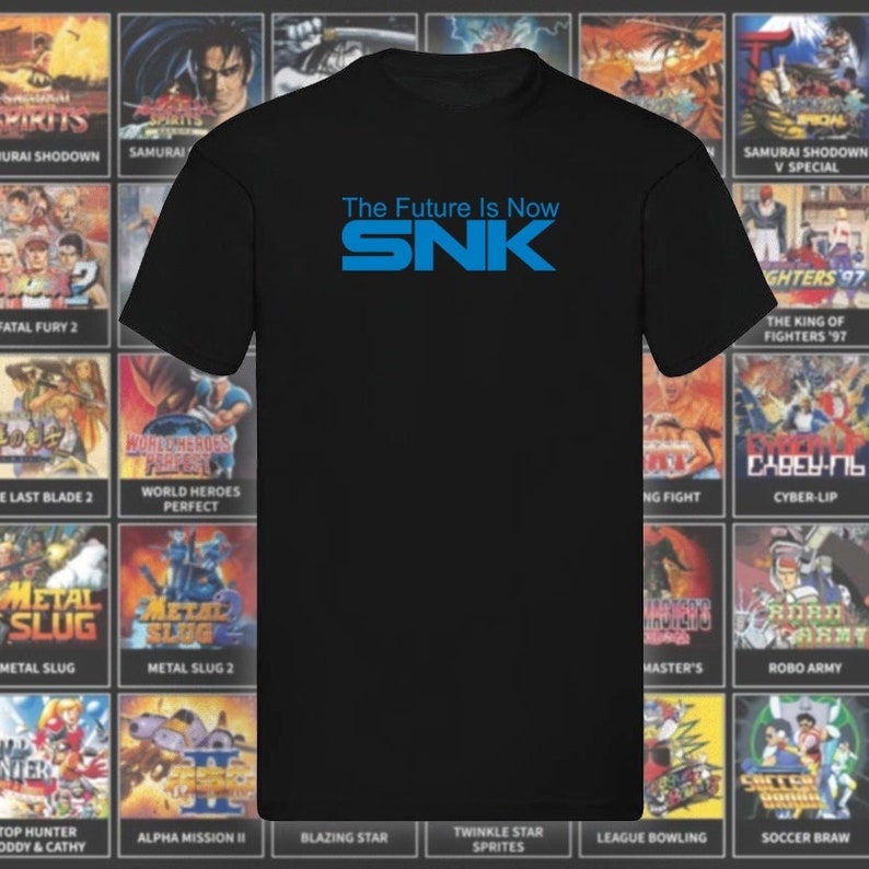 The Future Is Now SNK Unisex T Shirt - Neo Geo - Size: S M L XL XXL Black T - Blue Logo