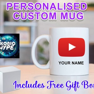 Youtube Play Button Mug - Custom Personalised Sub You Tube Mug Dishwasher Safe & Microwave Safe