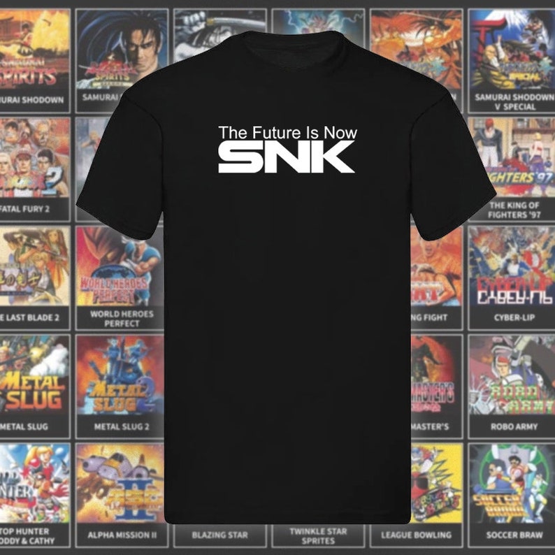 The Future Is Now SNK Unisex T Shirt - Neo Geo - Size: S M L XL XXL Black T - White Logo