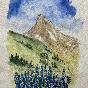Wetterhorn Peak, an original watercolor painting from the Rocky Mountains of Colorado.