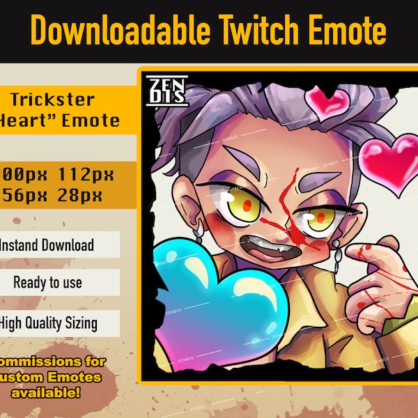 DBD Trickster "Heart" Twitch Emote Download - Dead by Daylight Overlay - Downloadable Twitch, Discord, Youtube, Streamer Emote Alerts