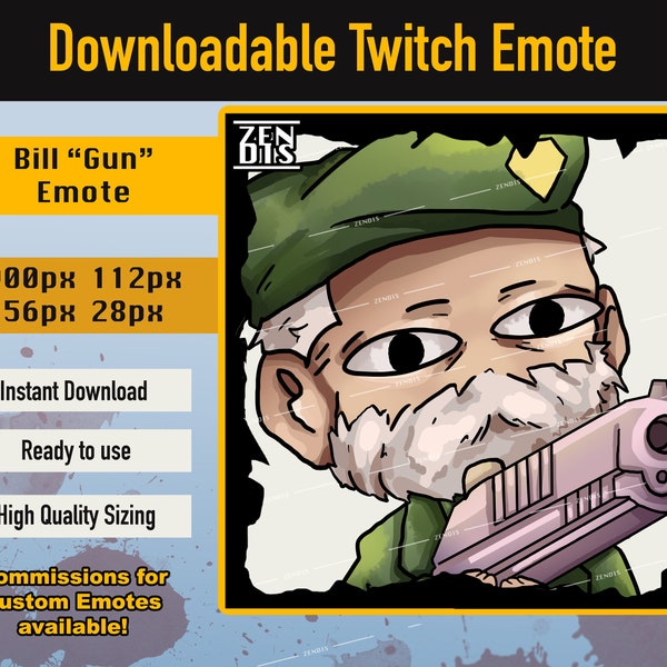 DBD Bill Overbeck "Gun" Twitch Emote Download - Dead by Daylight Overlay - Downloadable Twitch, Discord, Youtube, Streamer Emote Alerts