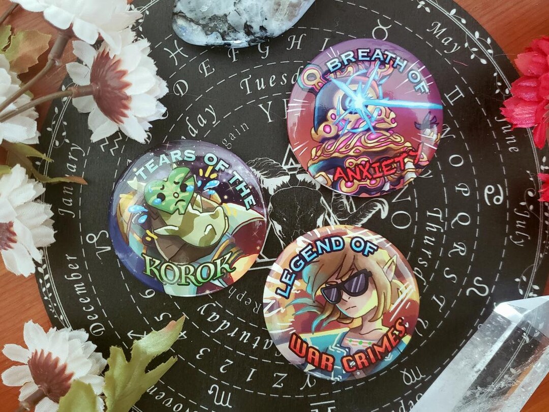 Zelda Tears of the Kingdom & Breath of the Wild Button Pins 57mm