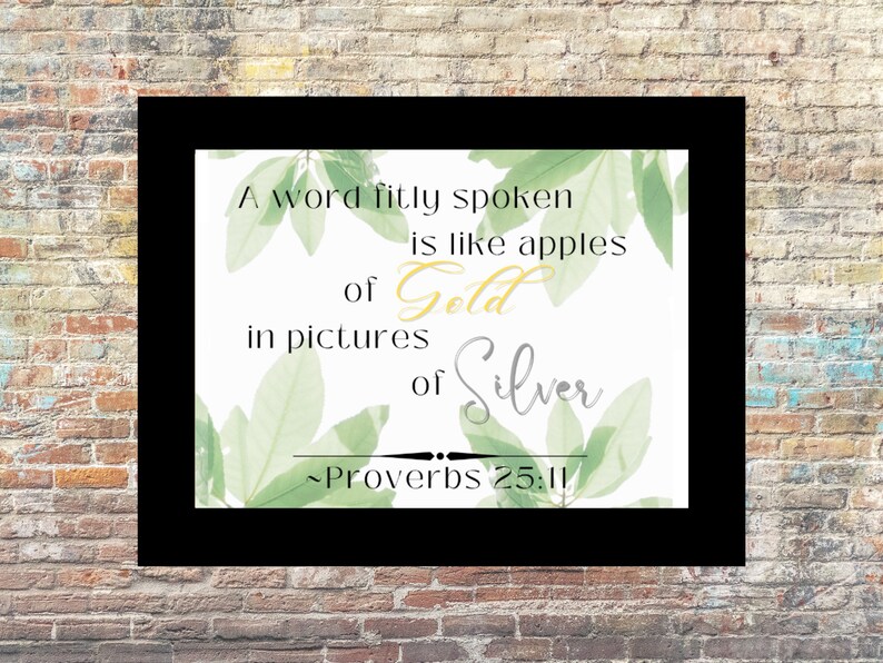 Christian Wall Art, Printable Instant Digital Download, apples of Gold ...