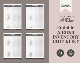 Airbnb Inventory Template Editable Airbnb Checklist of - Etsy