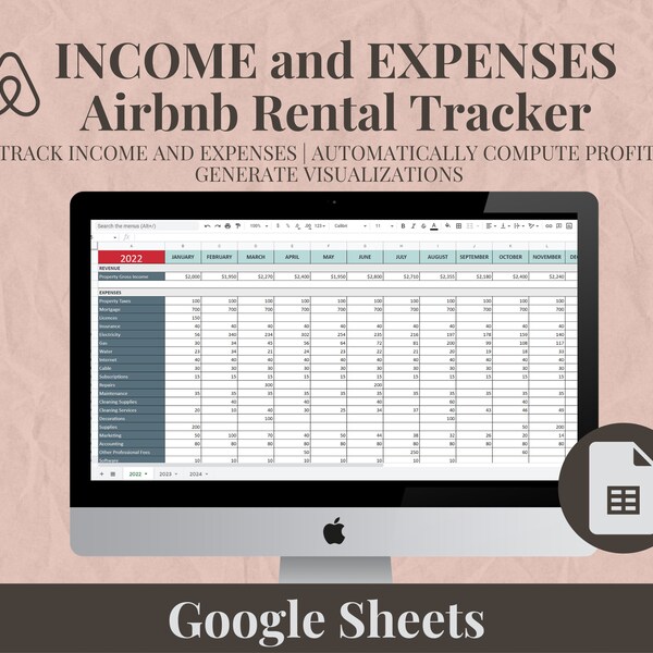 Airbnb Spreadsheet Etsy