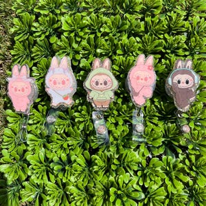 Monster Badge Reel: Labubu Inspired, Glitter Accent - Nurse, Teacher, Retail