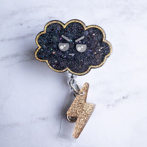 Lightning Cloud Badge Reel - Black Cloud Badge Reel