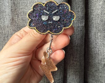 Lightning Cloud Badge Reel - Black Cloud Badge Reel