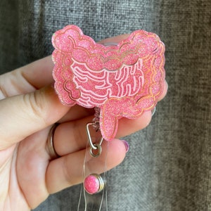 Colon Intestines Badge Reel Pink - Gastrointestinal/ Gastroenterology/ Endoscopy