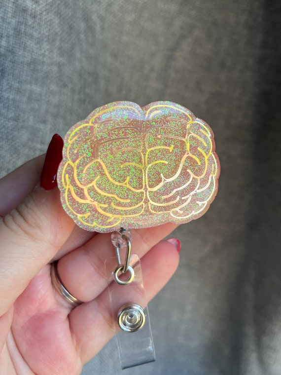 Brain Badge Reel Light Pink/Gold - Neurology
