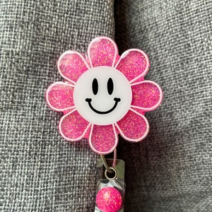 More Colors! - Happy Face Daisy Flower Badge Reel