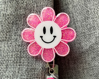 More Colors! - Happy Face Daisy Flower Badge Reel