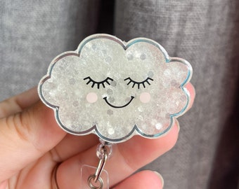 Cute Cloud Retractable Acrylic Badge Reel Smiley Cloud Badge Reel