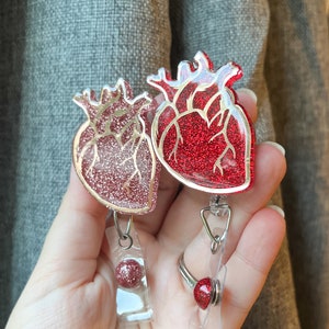 Heart Badge Reel Rose Gold or Red - Cardiology
