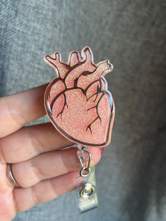 Heart Badge Reel Light Pink Cardiology 