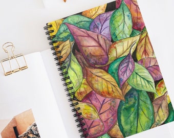 Fallen Leaves Spiral Notebook  | Ruled Line journal | Autumn fall leaves journal