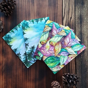 Leaves and Forest Trees Original Watercolor Art Greeting Cards | Set of Blank Note Cards with Original Art | Any Occasion Unique Cards