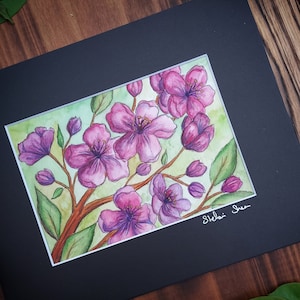 Fiori di melo selvatico in fiore / Stampa artistica ad acquerello / Firmata a mano e con passepartout / Arte murale botanica floreale primaverile con fiori / Arte 8×10