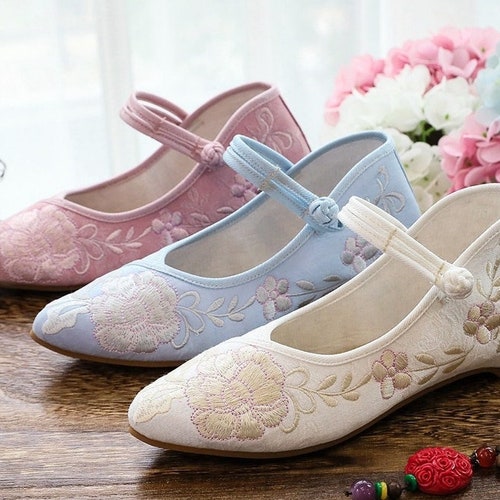 Floral Jacquard Ballet Flats Handcrafted Women's Shoes - Etsy