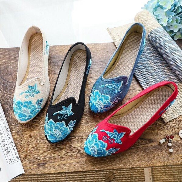 Blue Flat Shoes Etsy