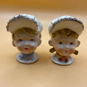 Vintage Children Boy And Girl Salt And Pepper Shakers Figurines Collectibles
