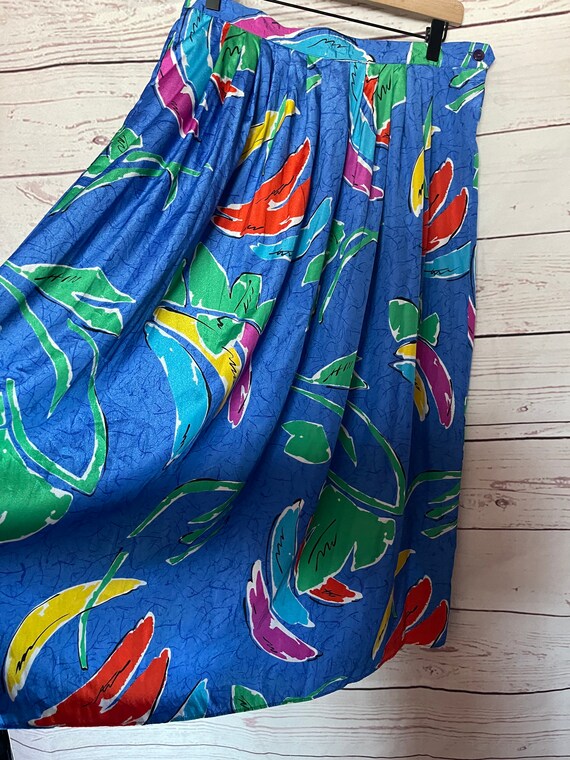 Vintage Malia Colorful Pleated Skirt Blue - image 3