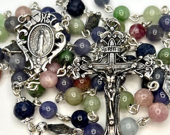 Miraculous Medal | Tanzanite | Heirloom Rosary | Handmade | Sterling Silver | Vintage Replica
