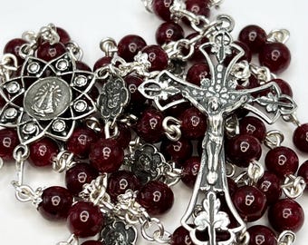 Our Lady | Ruby | Heirloom Rosary | Handmade | Sterling Silver | Vintage Replica