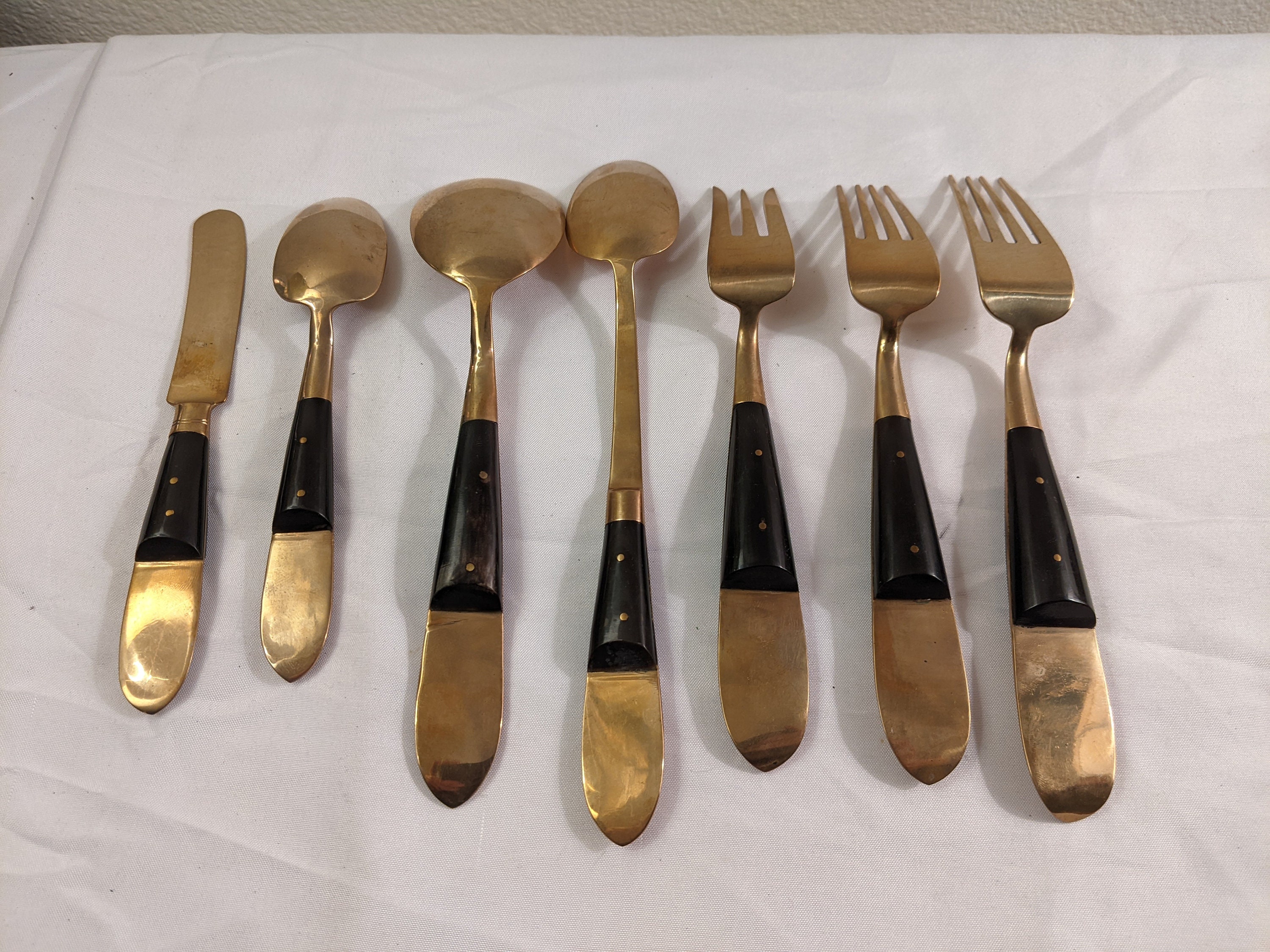 91 Piece Vintage Signed Siam Thailand Samran Flatware Brass With