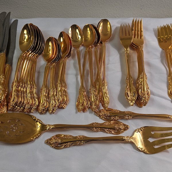 Gold Plated Flatware Etsy