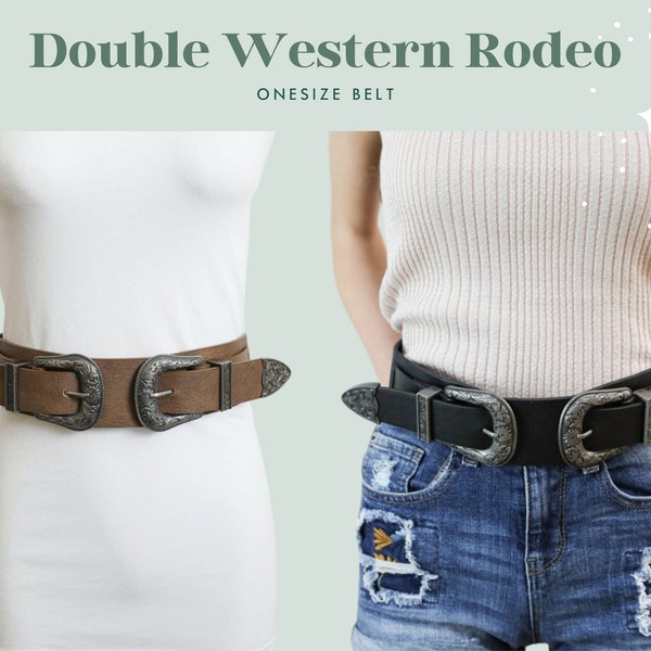 Double Buckle Western Rodeo Belt