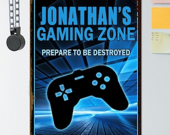 Personalized Game Room Sign, Gaming Zone Sign, Game Room Metal Wall Art, Man Cave Gamer Sign, Man Cave Wall Art, Man Room Sign Gifts for Dad