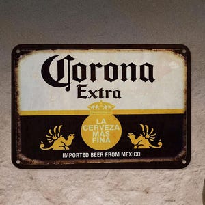 Corona Beer Aluminum Sign, Beer Lover Gift, Sign For Beers,Bar Owner Gift, Beer Decor,Beer Lover Decor,Vintage Style Sign Gifts for Dad
