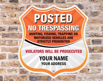 Posted No Trespassing Sign, Property SignsCustom Metal Sign, Emergency Exit Sign,Security Sign, 12&quot;x12&quot;Shield Metal Notice Sign Warning Sign