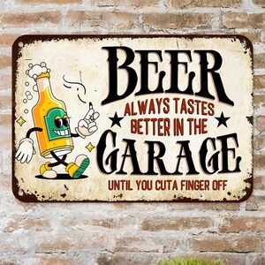 Personalised Vintage Garage Sign,Aluminum Garage Sign: &#39;Beer is Better Here&#39;, Man Cave Sign,Man Cave Gifts, Perfect Gift for Men Dad Husband