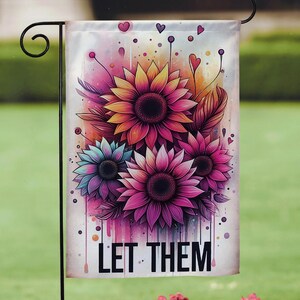 Laat ze tuinvlag, lhbt-tuinvlag, tuinvlag, tuinvlag, gepersonaliseerde huistuinvlag, housewarmingcadeau, 12 x 18 inch dubbelzijdig