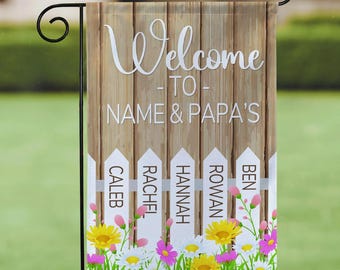 Grandma Garden Gift With Grandkids Names, Mother&#39;s Day Gift for Nana, Gift for Nana from Grandkids, Grandma Gift,Custom Grandmas Garden Flag