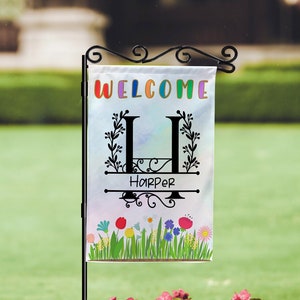 Bandera de jardín personalizada, bandera de jardín personalizada, regalo de jardín, bandera de jardín con nombre de familia, bandera de jardín de bienvenida personalizada, doble cara, agregue su foto