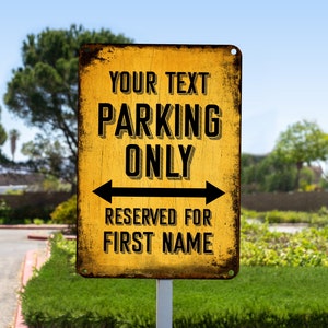 Aangepast parkeerbord, vintage noodlijdend ontwerp, kleurkeuze, gepersonaliseerde gereserveerde parkeerplaats, op maat gemaakt gepersonaliseerd bord, My Parking-bord