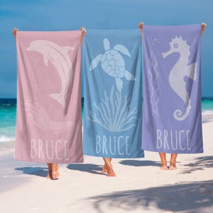 Custom Beach Towels, Personalized Beach Towel with Your Name, Cute Baby Towel with Unicorn, Kids Beach Towel for Girls Towels Birthday Gift