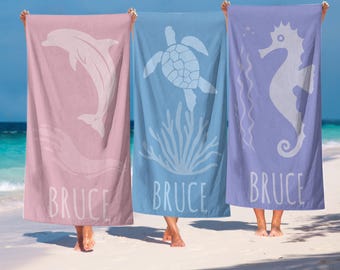 Toallas de playa personalizadas, toalla de playa personalizada con tu nombre, linda toalla de bebé con unicornio, toalla de playa para niñas, toallas de regalo de cumpleaños