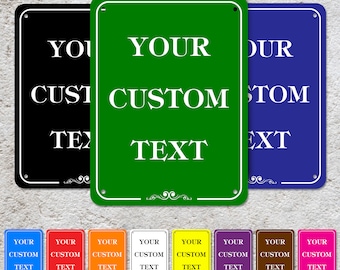 Custom Metal Sign Outdoor, Personalized Sign Weatherproof with Text Logo, 12 Colors Aluminum Make Your Own Custom Sign (Horizontal/Vertical)