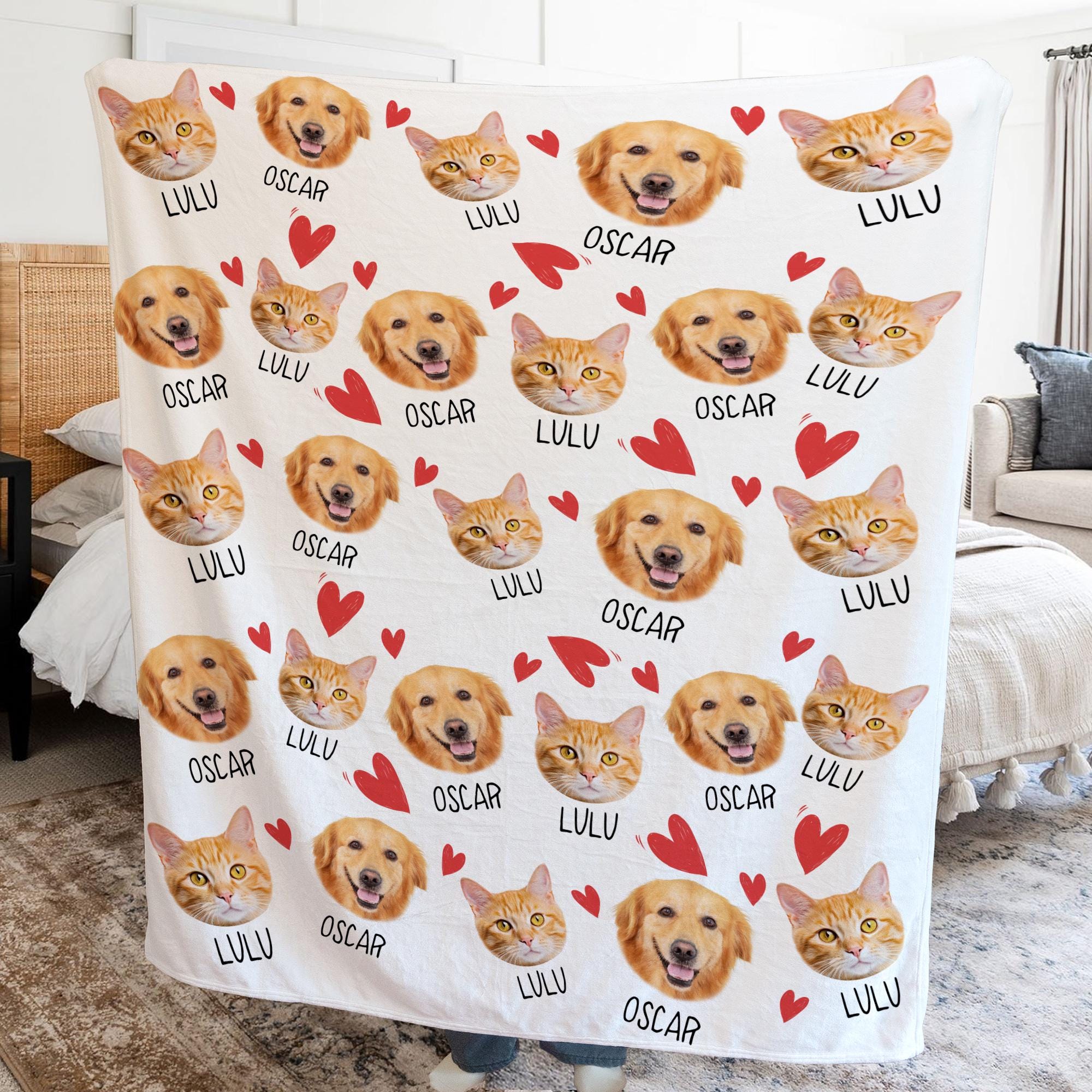 Personalized Pet Photo Blanket, Custom Dog Face Blankets,dog Lover Gift ...