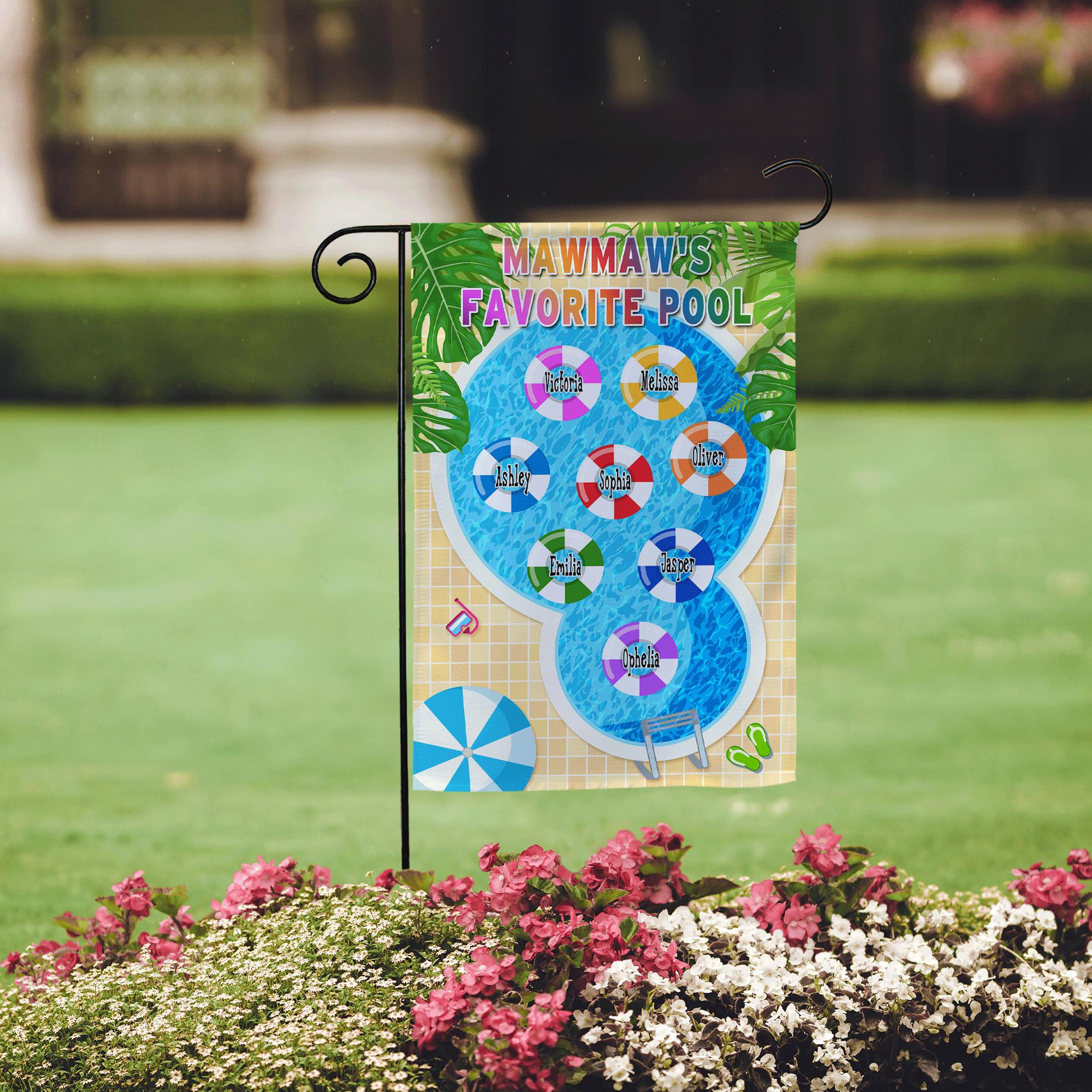 MawMaws Pool Float Grandkids,Grandma Garden Flag,Nana Grammy Gigi Banner,Mothers Day Gift,Gift for Nana from Grandkids, Grandmas Garden Flag