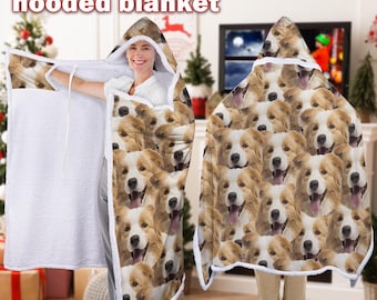 Manta con capucha con foto personalizada, manta con capucha portátil personalizada, mantas con capucha personalizadas con imágenes, cálido regalo de Navidad para familiares y amigos