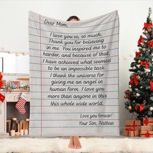 Carta para a mãe: cobertor de pelúcia personalizado, presentes personalizados para o Dia das Mães, presentes de Dia das Mães para a mãe, presentes para a mãe da filha, do filho