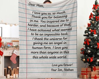 Letter To Mom Personalized Plush Fleece Blanket, Personalized Mother's Day Gifts, Mothers Day Gifts For Mom, Mom Gifts From Daughter, Son