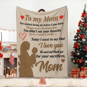 Para minha mãe cobertor, personalizado para minha mãe cobertor, presentes de dia das mães, carta para a mãe de filha filho, cobertor personalizado carta para a mãe