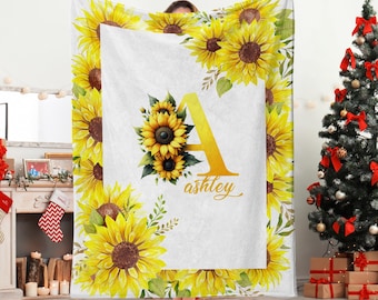 Personalized Name Blanket, Custom Blanket With Name, Sunflower Blanket, Sunflower Baby Blanket, Birthday Gifts Blanket from Kids We Love You
